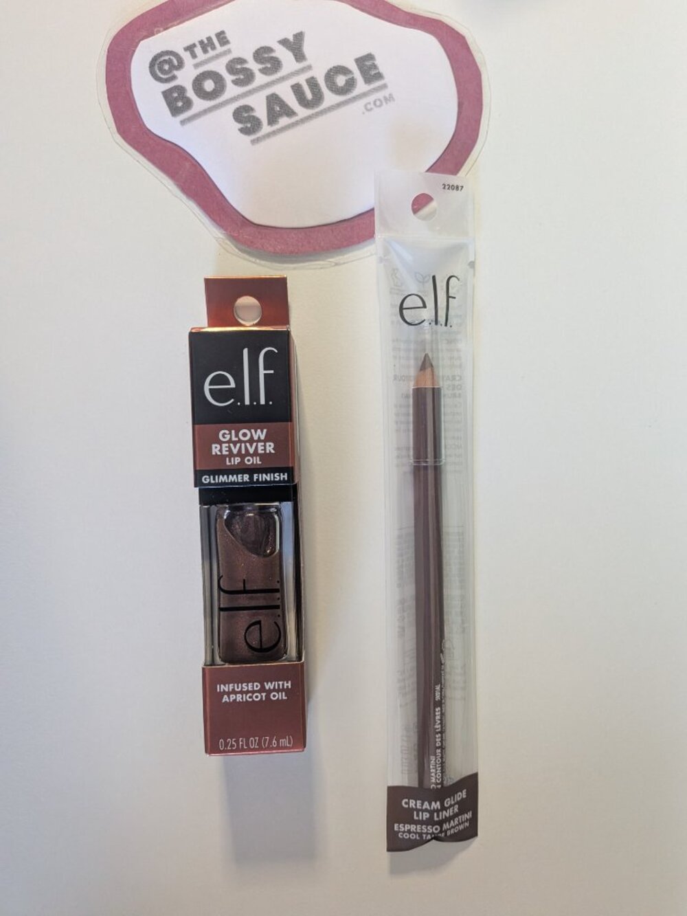 🌸 e.l.f. Glow Reviver Lip Oil Glimmer Chocoluxe & Cream Glide Lip Liner DUO